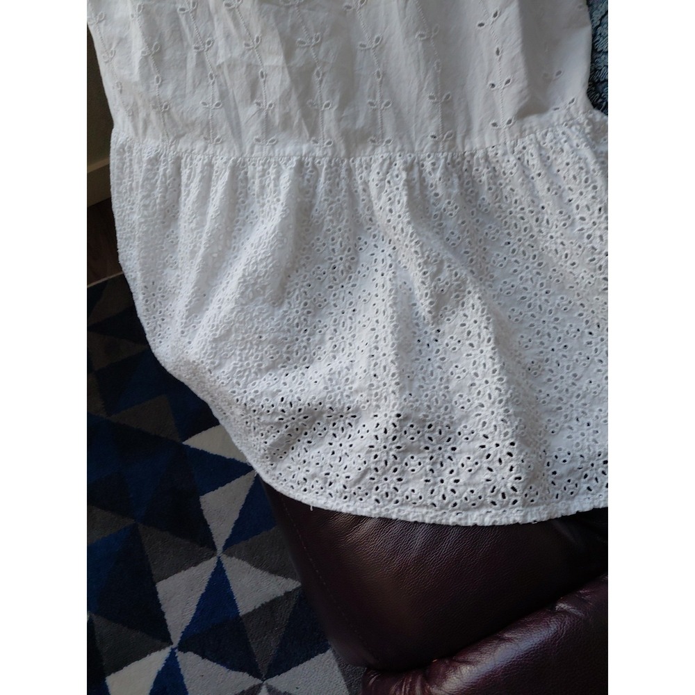 LivLos Angeles White Eyelet Sundress Lined Frilly Boho Y2k Festival Summer Sz L - Picture 6 of 10